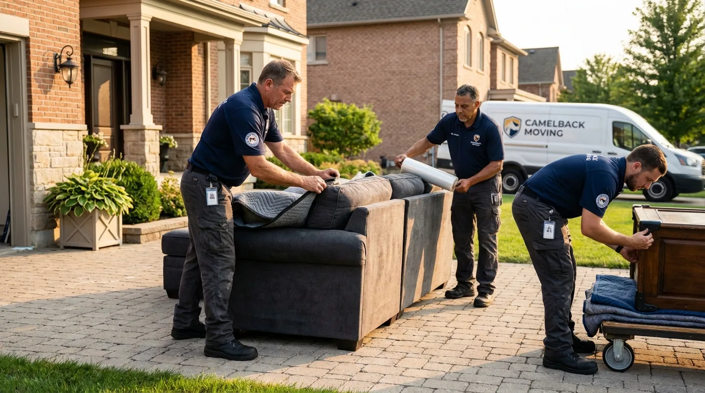 Large estate moving crew wrapping furniture in Fayette, MO